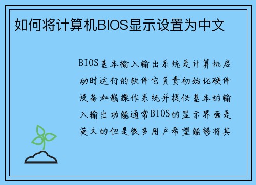 如何将计算机BIOS显示设置为中文
