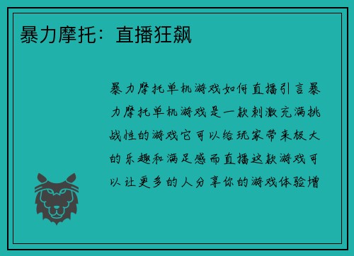 暴力摩托：直播狂飙
